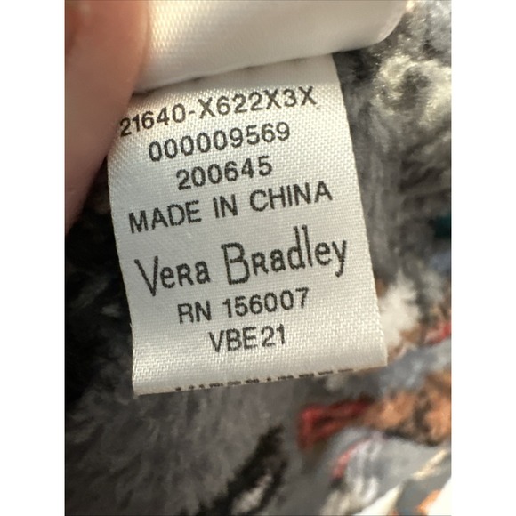 Vera Bradley Women's 2X/3X  Hooded Fleece Tie Robe Grey Holiday Dog Show - Picture 9 of 11